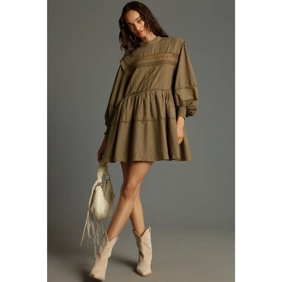 Anthropologie Dresses & Skirts - Pilcro Long-Sleeve Mock-Neck Swing Mini Dress M